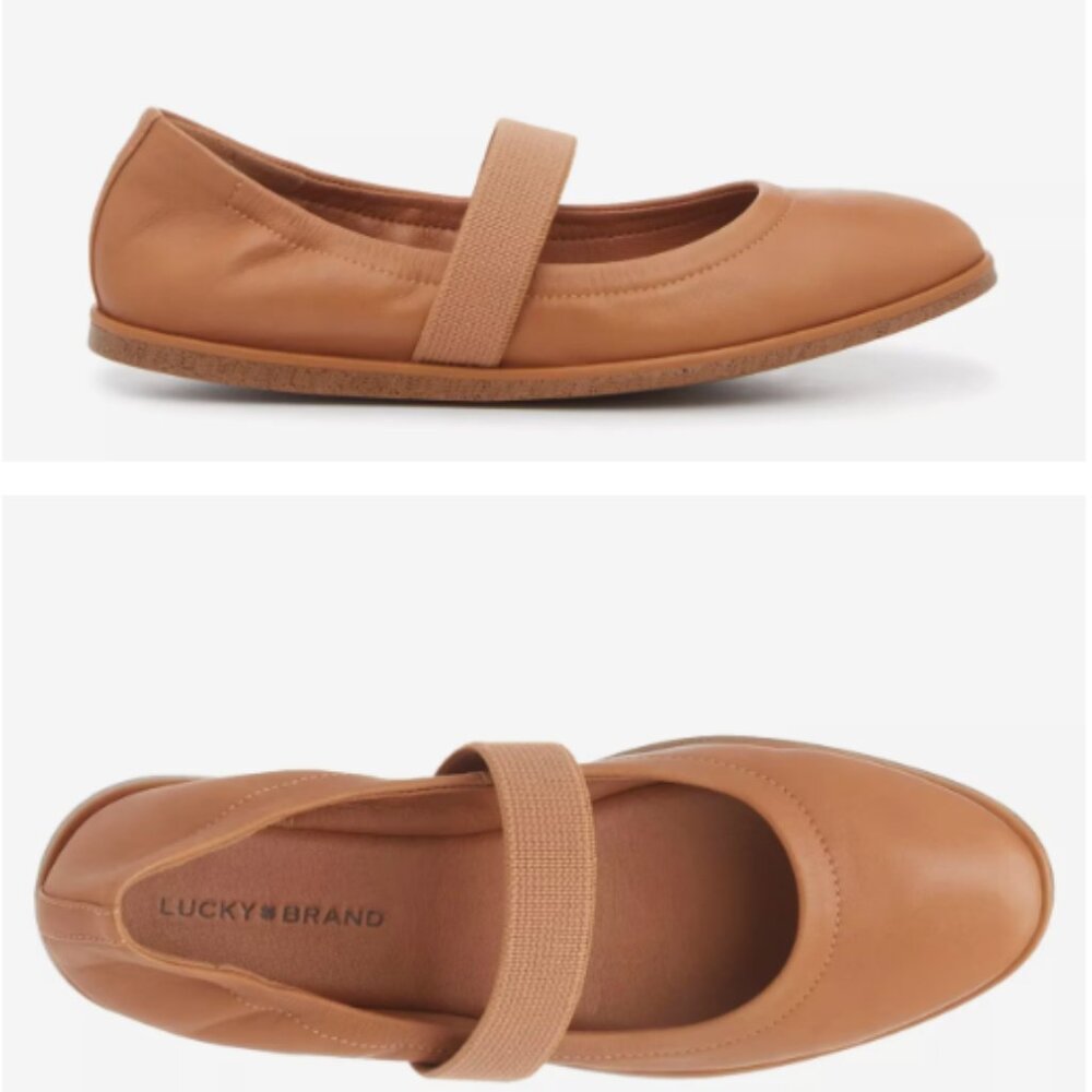 Lucky Brand Tan Leather Mary Jane Flats